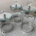 Lot de 3 bonbonnières en verre