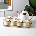 service-thé-blanc-ceramique-plateau-theiere-tasses-Casablanca-Maroc