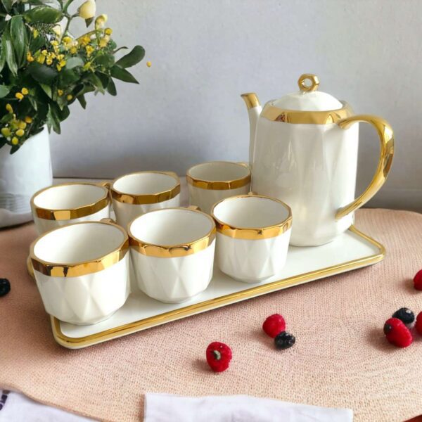service-thé-blanc-ceramique-plateau-theiere-tasses-Casablanca-Maroc