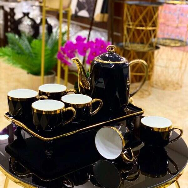 service-thé-noir-ceramique-plateau-theiere-tasses-Casablanca-Maroc