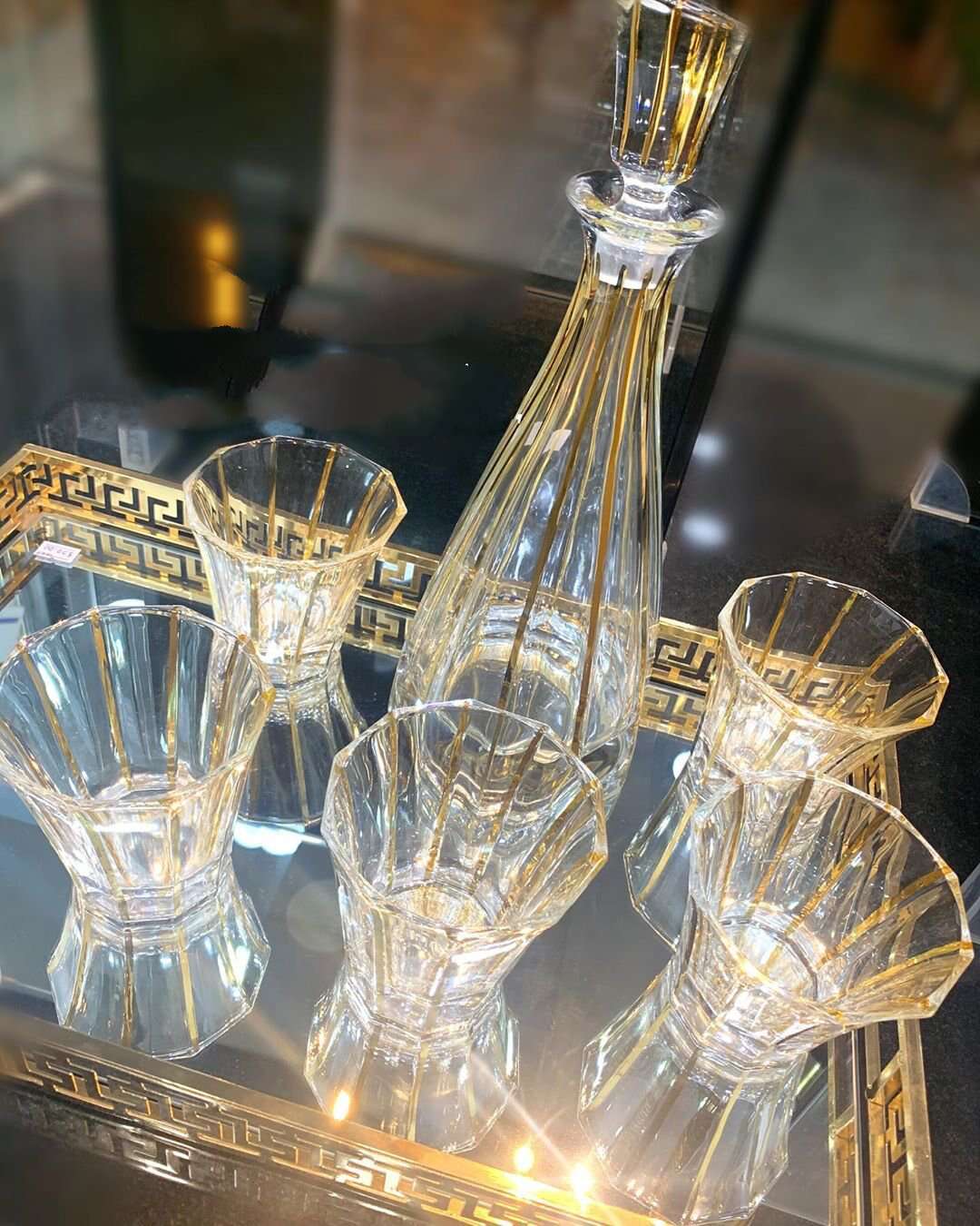ensemble-carafe-cristal-verres-dorée-maroc-Casablanca-promo