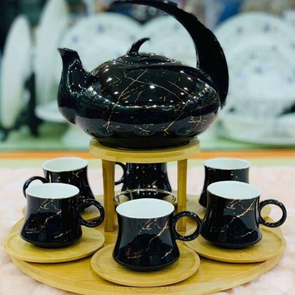 Magnifique-Ensemble-théière-tasse- céramique-noir-Casablanca-Maroc