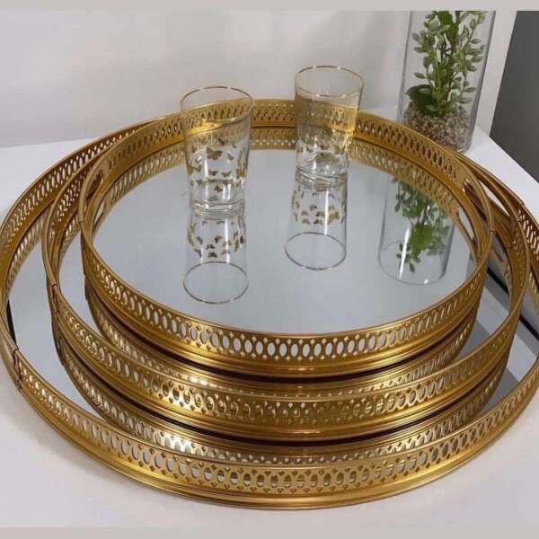 trio-plateaux-miroir-rond-dore-au-forme-arrondie-Casablanca-Maroc