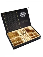 Ensemble-ménagère-couverts-table-24-Pièces-Doré-Casablanca-Maroc-coucouMarket