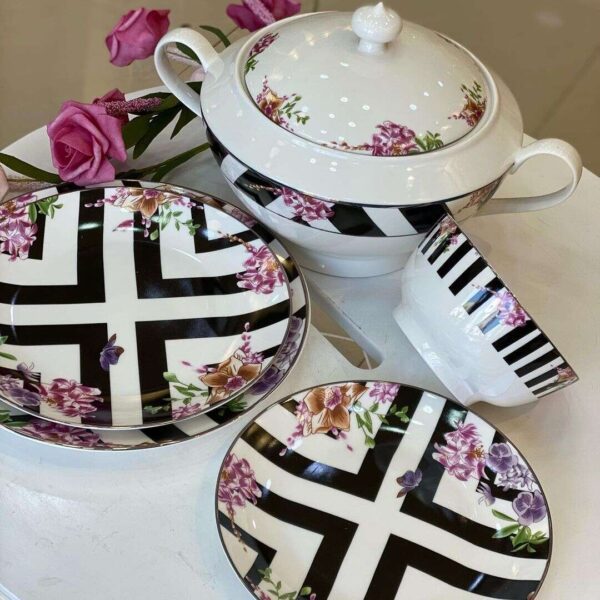 Service-de-table-fleurs-25-pièces-assietes-soupiere-Maroc-Casablanca-Coucoumarket-multi-couleurs