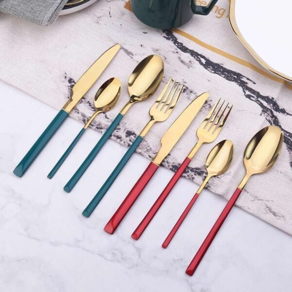 Ménagère-en-acier-inoxydable-24-pièces-Bleu-LAGOCINA-Italy-Casablanca-Maroc