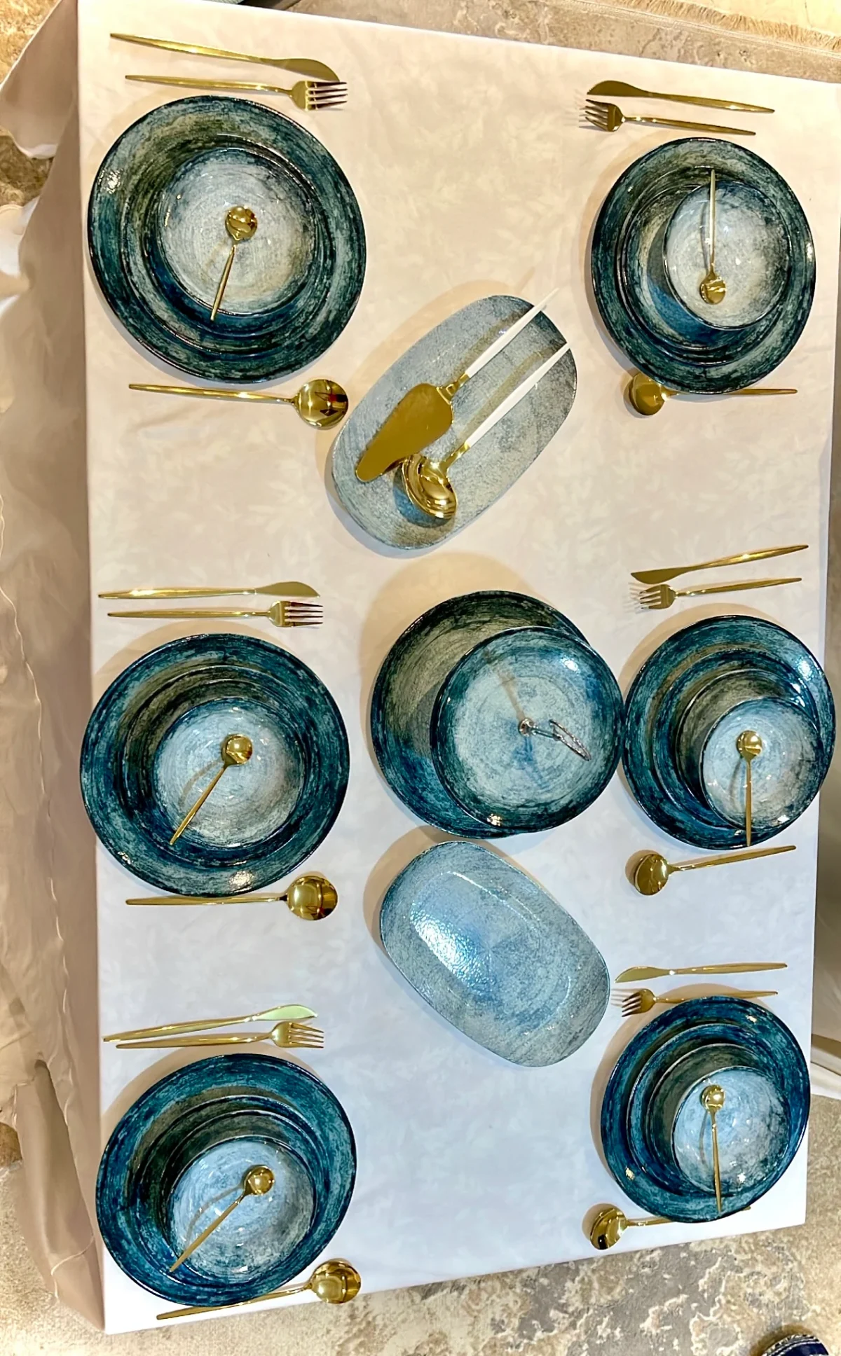 SERVICE-TABLE-28 PIECES-bleu-Casablanca-Maroc-Coucoumarket