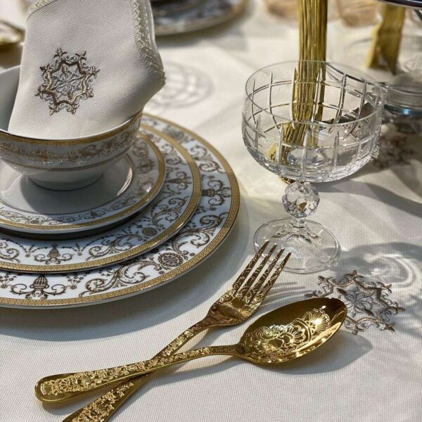Service-porcelaine-luxe-de-24-pièces-dorée-blanc-prix-Casablanca-Maroc-coucouMarket