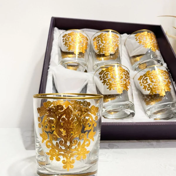 Pack-de-6-verres-dorés-royaux-gravés-à-la-main-prix-Casablanca-Maroc-coucouMarket