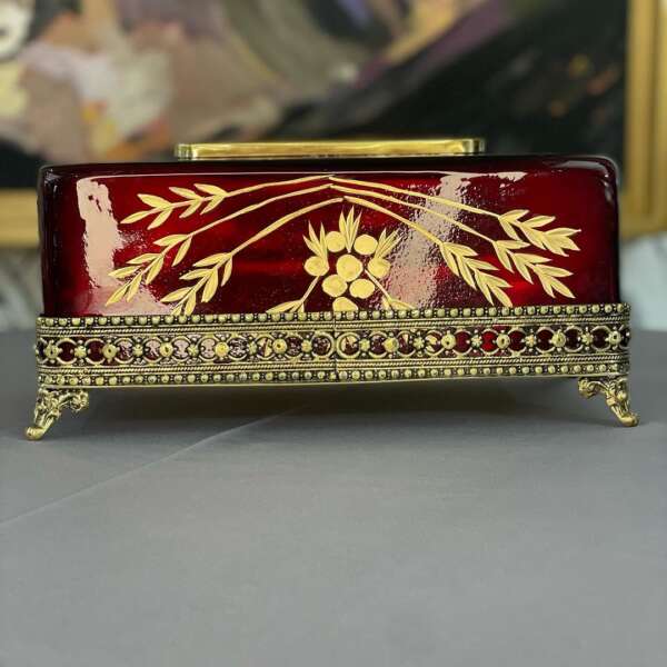 boite-mouchoire-rouge-decoration-porte-papier-en-cristal-maroc-Casablanca
