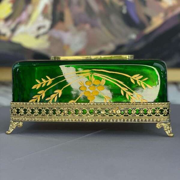 boite-mouchoire-vert-decoration-porte-papier-en-cristal-maroc-Casablanca
