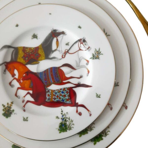 Assiettes-à-dessert-Cheval-d'Orient-d'HERMES-de-18-pièces-Casablanca-Maroc-coucouMarket