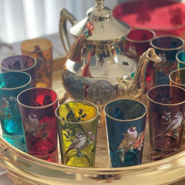 12-verres-a-the-oiseaux-en-cristal-multi-couleurs-prix-Casablanca-Maroc-coucouMarket