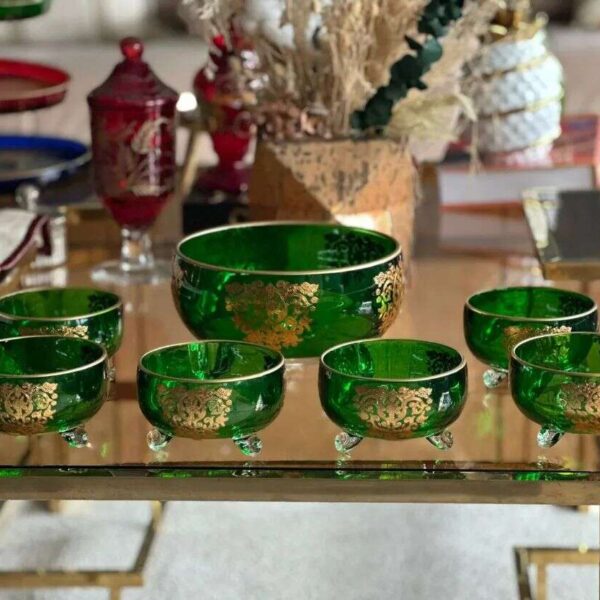 ensemble-de-7-pièces-en-cristal-Italie-vert-Maroc-Casablanca
