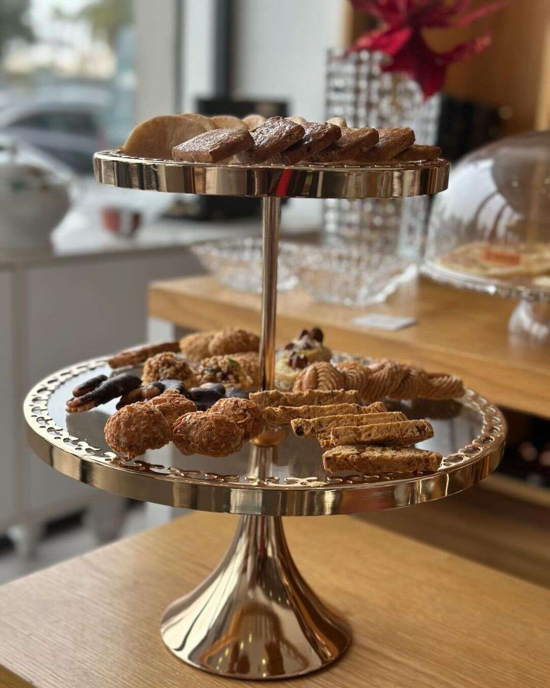 Présentoir-à-gâteaux-en-miroir-à-2-niveaux-Doré-prix-promo-Casablanca-Maroc-coucouMarketa