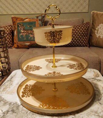 Présentoir-à-Gâteaux--royal-beige-en-Verre-Casablanca-Maroc