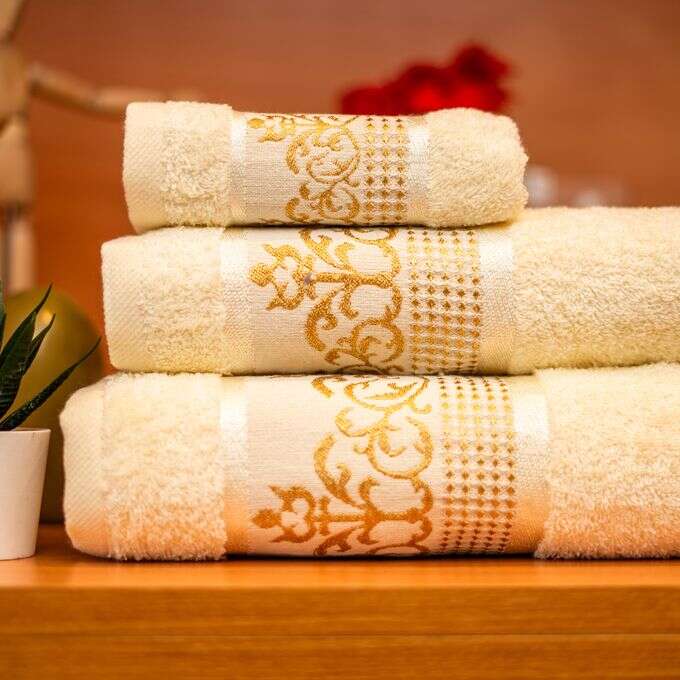 Ensemble-de-Serviettes-Royal-de-3-Pièces-beige-salle-bain-prix-maison-Casablanca-Maroc-coucouMarket