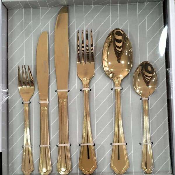 Ensemble-de-ménagère-de-36-pièces-en-inox-18/10-Doré-Casablanca-Maroc-coucouMarket