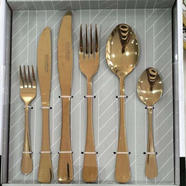 Ensemble-de-ménagère-de-36-pièces-en-inox-18/10-Doré-Casablanca-Maroc-coucouMarket