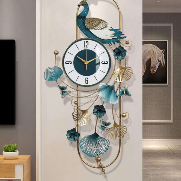 Grande-Horloge-murale-de-Luxe-en-forme-de-paon-prix-Casablanca-Maroc-coucouMarket