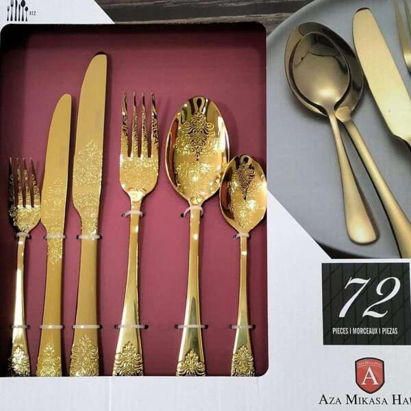 Ensemble-de-ménagère-de-72-pièces-en-inox-18/10-Doré-Casablanca-Maroc-coucouMarket