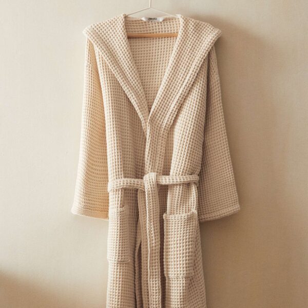 Peignoir-en-coton-WAFFLE-Made-in-Portugal-prix-Casablanca-Maroc-coucouMarket