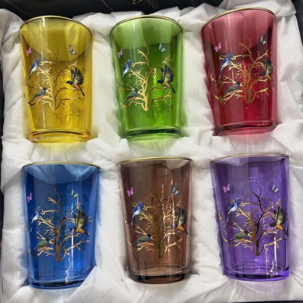 Pack-de-6-Verres-à-thé-O-birds-en-Cristal-multi-couleurs-prix-Casablanca-Maroc-coucouMarket