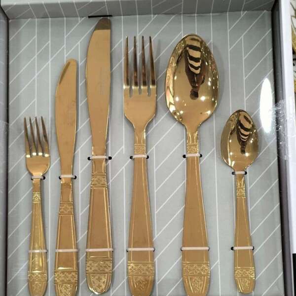 Ensemble-de-ménagère-de-36-pièces-en-inox-18/10-Doré-Casablanca-Maroc-coucouMarket