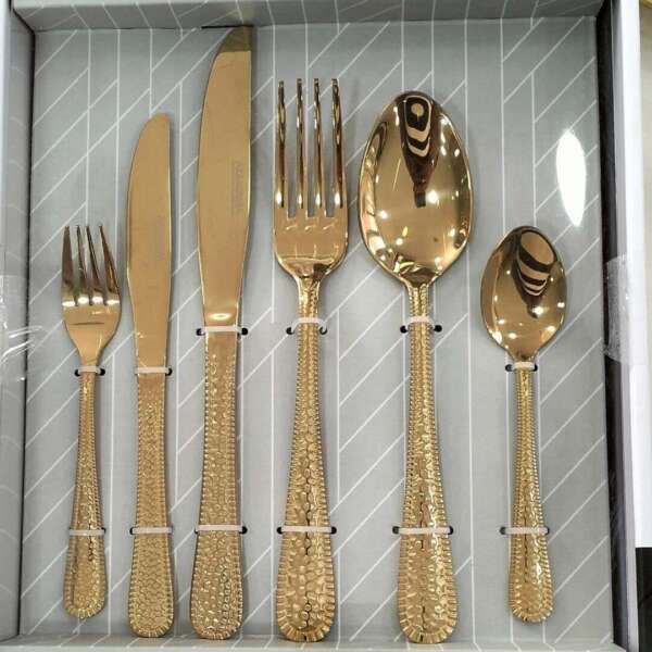 Ensemble-de-ménagère-de-36-pièces-en-inox-18/10-Doré-Casablanca-Maroc-coucouMarket