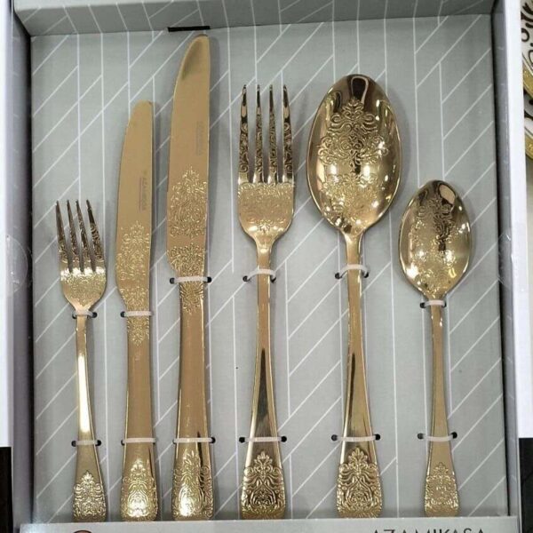 Ensemble-de-ménagère-de-36-pièces-en-inox-18/10-Doré-Casablanca-Maroc-coucouMarket