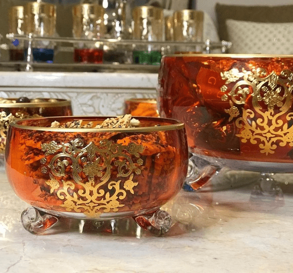 ensemble-de-saladier-de-7-pièces-en-cristal-Italie-orange-Maroc-Casablanca