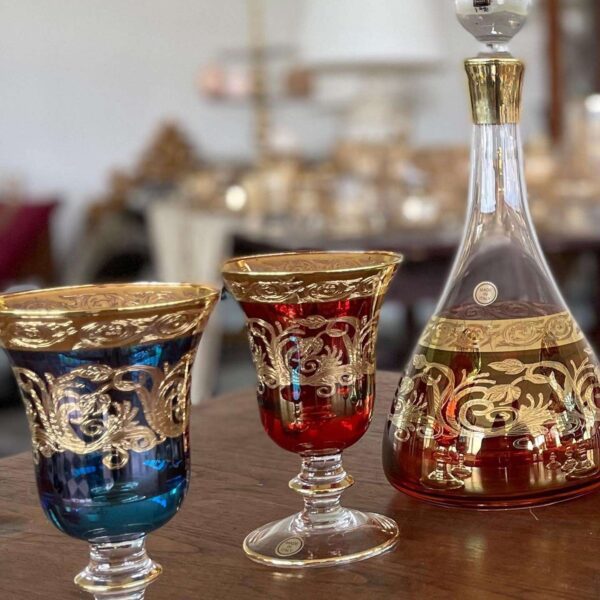 carafe-de-luxe-avec-6-verres-en-cristal-ditalie-multi-couleurs-prix-Casablanca-Maroc-coucouMarket