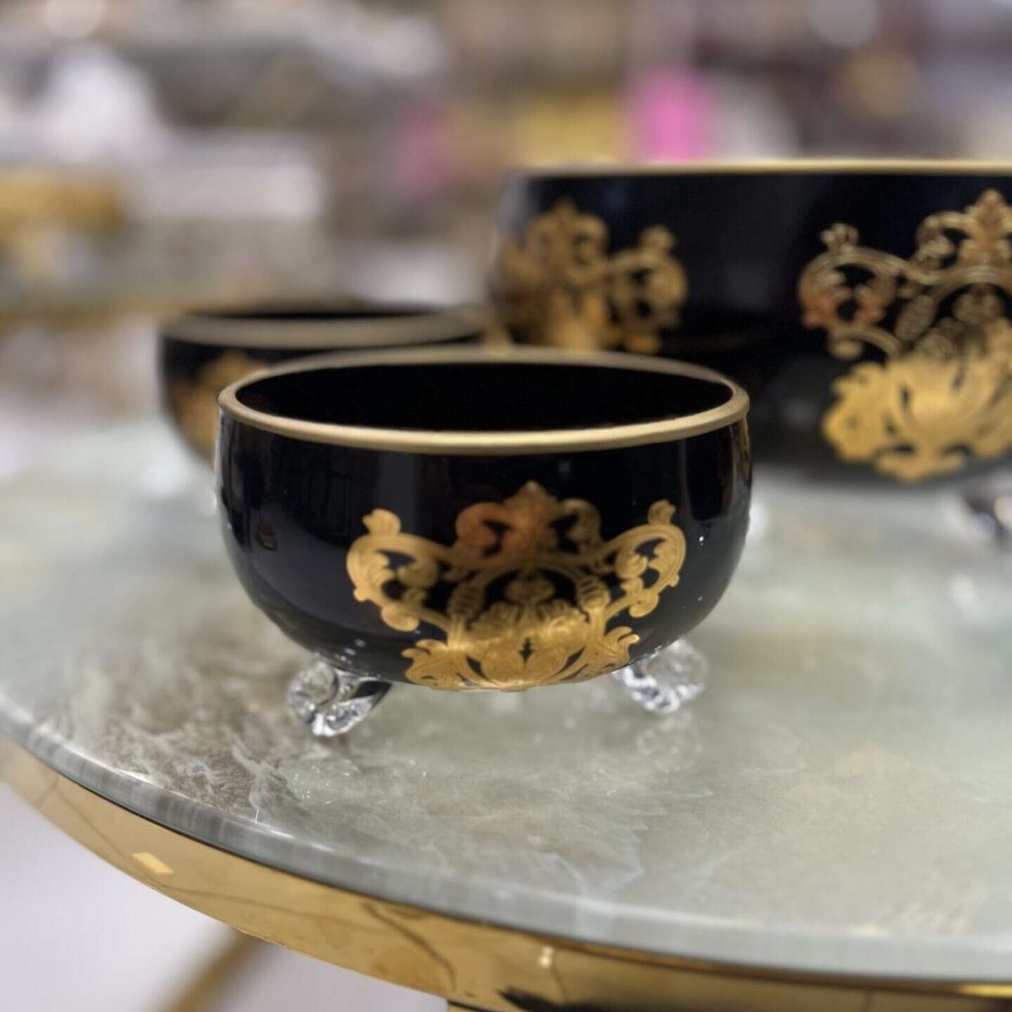 ensemble-de-saladier-motif-princesse-de-7-pièces-en-cristal-Italie-noir-Maroc-Casablanca