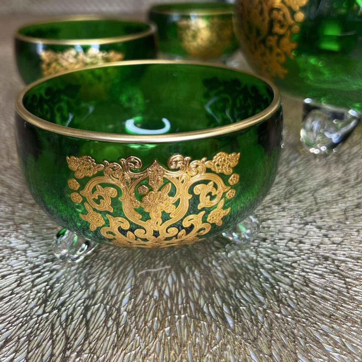 ensemble-de-saladier-motif-princesse-de-7-pièces-en-cristal-Italie-vert-Maroc-Casablanca