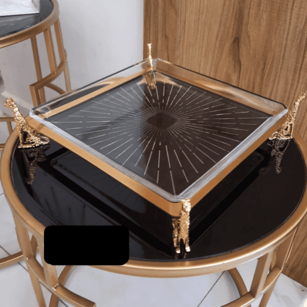 Assiette-de-service-carré-avec-support-en-motif-Leopard-prix-Casablanca-Maroc-coucoumarket