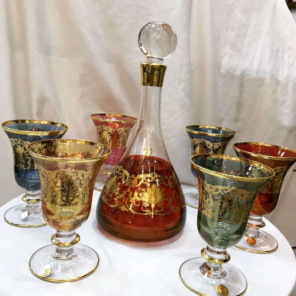 carafe-de-luxe-avec-6-verres-en-cristal-ditalie-multi-couleurs-prix-Casablanca-Maroc-coucouMarket