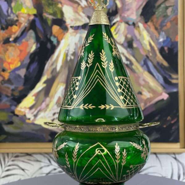 tbeq-de-luxe-en-cuivre-et-cristal-made-in-india-vert-prix-Casablanca-Maroc-coucouMarket