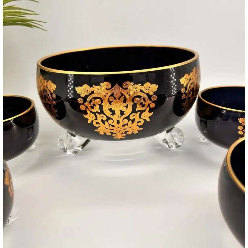 ensemble-de-saladier-motif-princesse-de-7-pièces-en-cristal-Italie-noir-Maroc-Casablanca