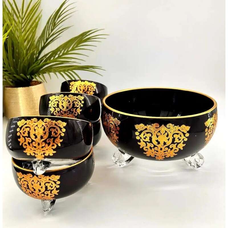 ensemble-de-saladier-motif-princesse-de-7-pièces-en-cristal-Italie-noir-Maroc-Casablanca