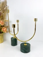 Bougeoir-en-Marbre-et-Métal-pour-2-Bougies-Malachite-prix-casablanca-Maroc-coucoumarket