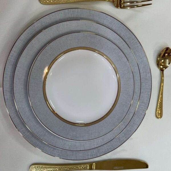 Ensemble-assiettes-de -luxe-de-36-Pièces-en-Gris-et-Or-prix-Casablanca-Maroc-coucouMarket