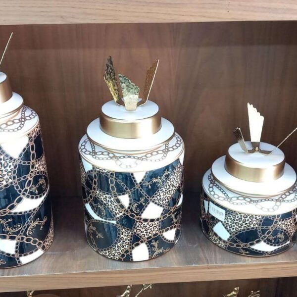 Ensemble de 3 Vases-Noir et Blanc-prix-Casablanca-Maroc-coucouMarket