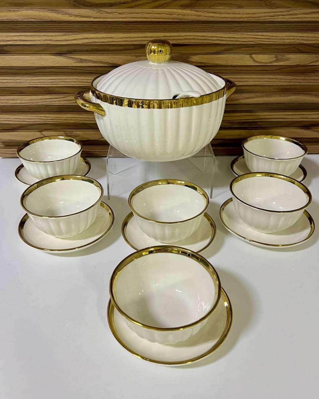 Set-de-Table-de-15-Pièces-en-Blanc-et-Doré-prix-Casablanca-Maroc-coucouMarket