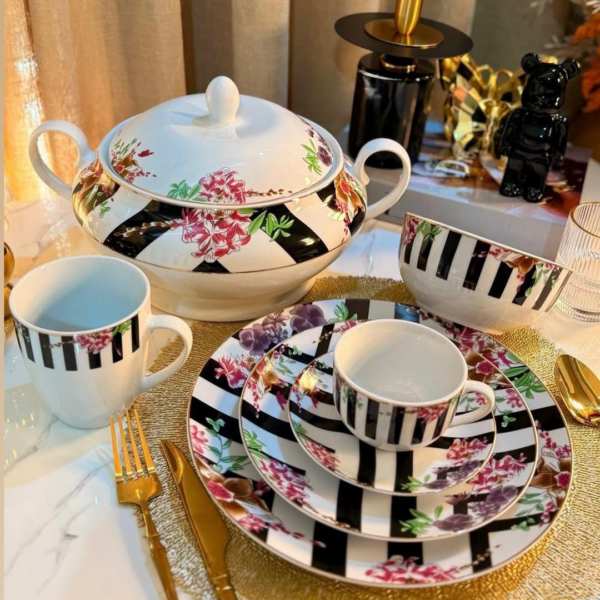 Service-de-Table-Florale-Rayée-38-Pièces-prix-Casablanca-Maroc-coucouMarket