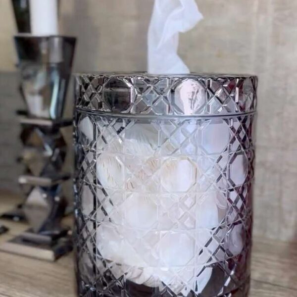 Boîte-à-mouchoirs-Cylindrique-en-verre-Gris-prix-Casablanca-Maroc-coucouMarket