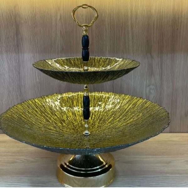 Présentoir_à-Gâteaux Deux-Niveaux-Noir-Doré-Prix-Casablanca-Maroc-coucouMarket