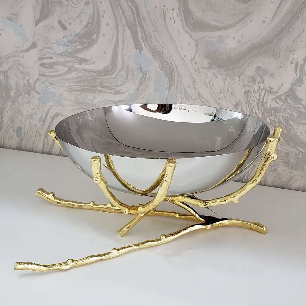 Coupe-décorative-en-inox-sur-pied-doré-Prix-Casablanca-Maroc-coucouMarket