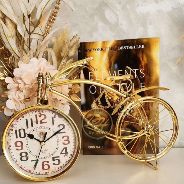 Horloge-en-Forme-de-Vélo-Dorée-Prix-Casablanca-Maroc-coucouMarket