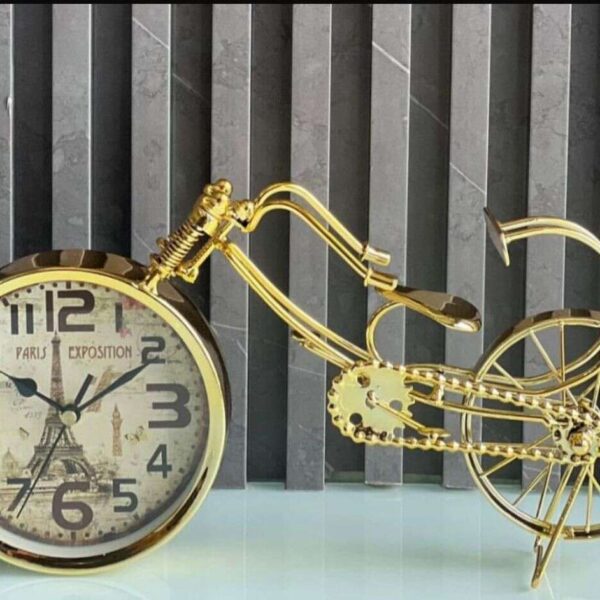 Horloge-en-Forme-de-Vélo-Dorée-Prix-Casablanca-Maroc-coucouMarket