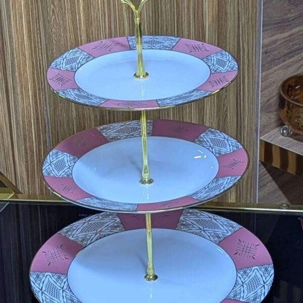 Support-à-Gâteau-Trois-Niveaux-Motif-Beldi-Rose-Prix-Casablanca-Maroc-coucouMarket
